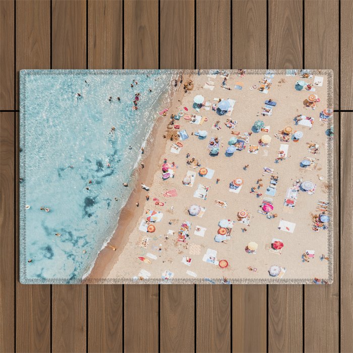 Ocean Print, Beach Print, People Beach Aerial, Wall Decor, Aerial Beach Print, Beach Photography, Bondi Beach Print Outdoor Rug Gallery Image 1