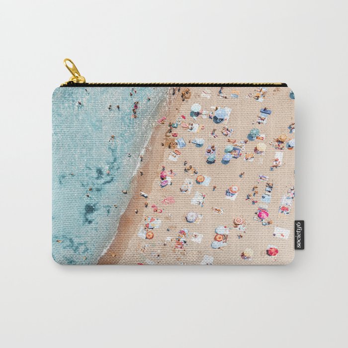 Ocean Print, Beach Print, People Beach Aerial, Wall Decor, Aerial Beach Print, Beach Photography, Bondi Beach Print Carry All Pouch Gallery Image 1