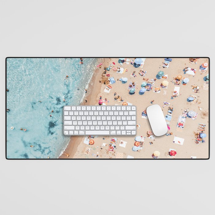 Ocean Print, Beach Print, People Beach Aerial, Wall Decor, Aerial Beach Print, Beach Photography, Bondi Beach Print Desk Mat Gallery Image 1