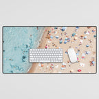 Ocean Print, Beach Print, People Beach Aerial, Wall Decor, Aerial Beach Print, Beach Photography, Bondi Beach Print Desk Mat Gallery Image 1