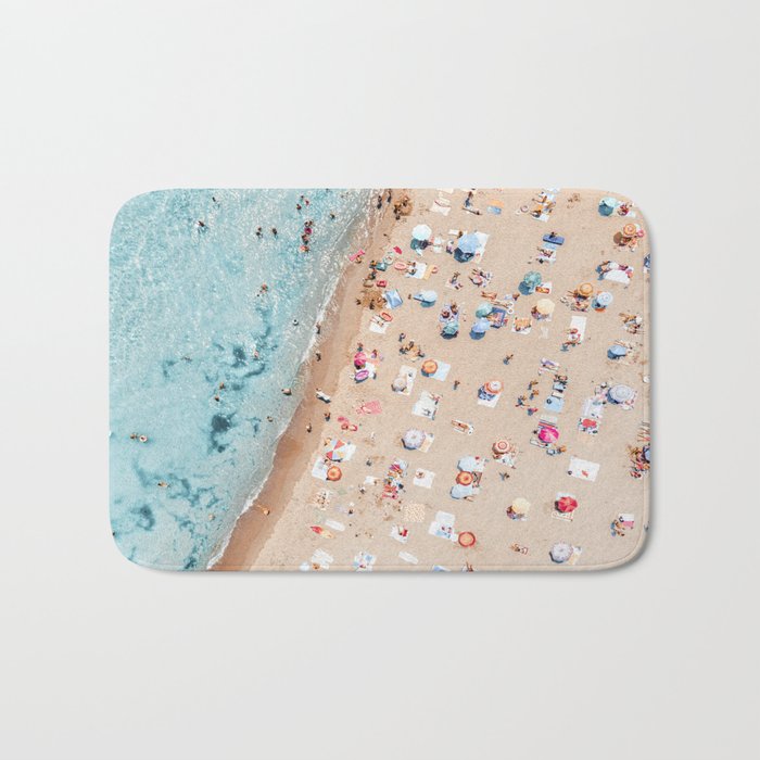 Ocean Print, Beach Print, People Beach Aerial, Wall Decor, Aerial Beach Print, Beach Photography, Bondi Beach Print Bath Mat Gallery Image 1