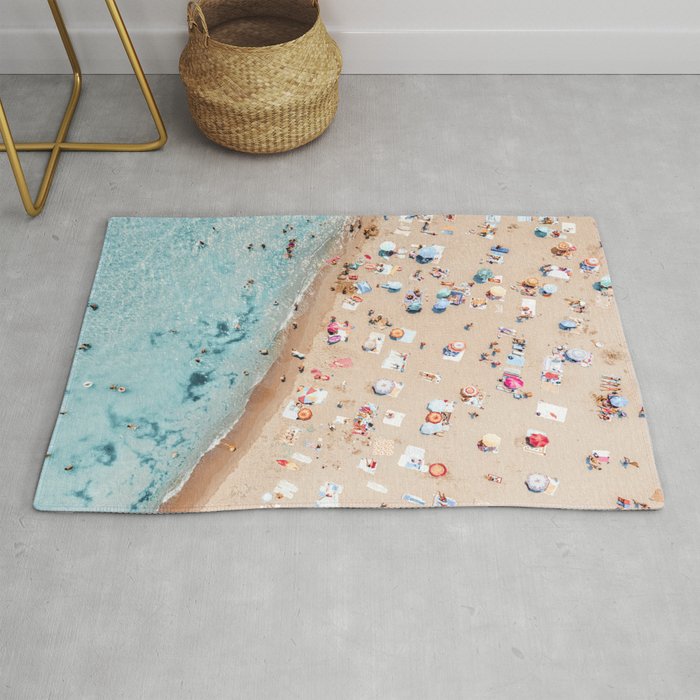 Ocean Print, Beach Print, People Beach Aerial, Wall Decor, Aerial Beach Print, Beach Photography, Bondi Beach Print Rug Gallery Image 1