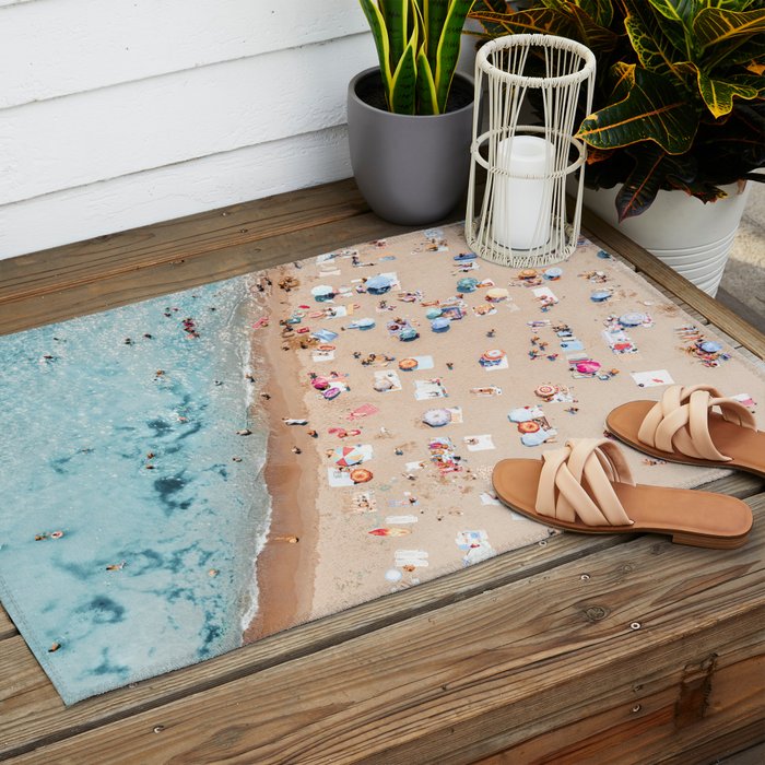 Ocean Print, Beach Print, People Beach Aerial, Wall Decor, Aerial Beach Print, Beach Photography, Bondi Beach Print Outdoor Rug Gallery Image 2