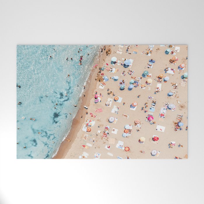 Ocean Print, Beach Print, People Beach Aerial, Wall Decor, Aerial Beach Print, Beach Photography, Bondi Beach Print Welcome Mat Gallery Image 1