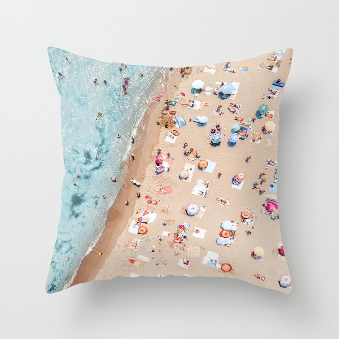 Ocean Print, Beach Print, People Beach Aerial, Wall Decor, Aerial Beach Print, Beach Photography, Bondi Beach Print Throw Pillow Gallery Image 6