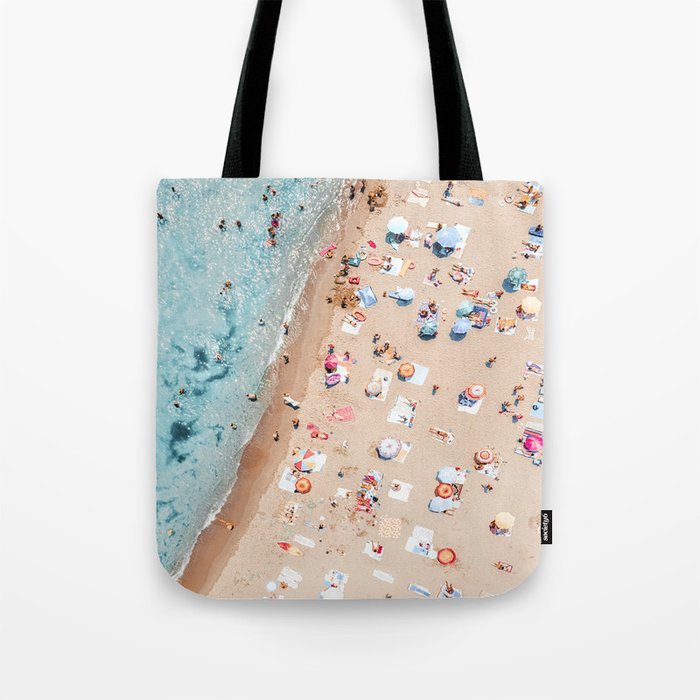 Ocean Print, Beach Print, People Beach Aerial, Wall Decor, Aerial Beach Print, Beach Photography, Bondi Beach Print Tote Bag Gallery Image 1