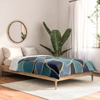 Festive, Floral Prints, Navy Blue, Teal and Gold Comforter Gallery Image 2