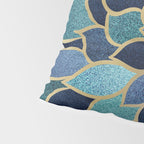 Festive, Floral Prints, Navy Blue, Teal and Gold Pillow Sham Gallery Image 4