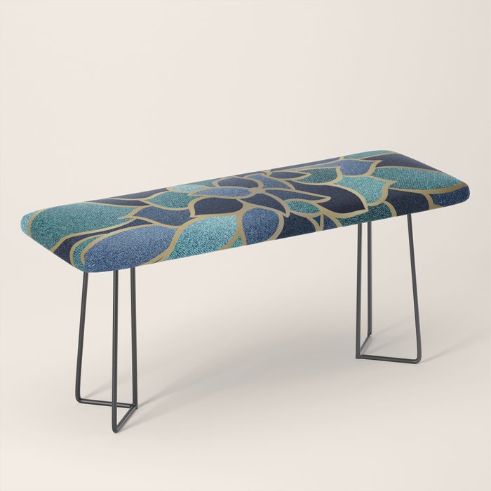 Festive, Floral Prints, Navy Blue, Teal and Gold Bench Gallery Image 1