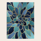 Festive, Floral Prints, Navy Blue, Teal and Gold Poster Gallery Image 4