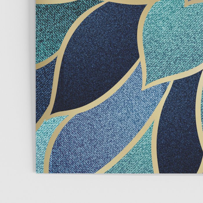 Festive, Floral Prints, Navy Blue, Teal and Gold Poster Gallery Image 3