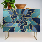 Festive, Floral Prints, Navy Blue, Teal and Gold Credenza Gallery Image 1