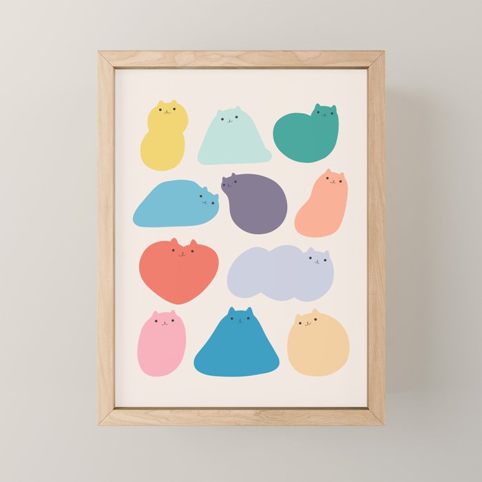 Cat Landscape 168 - Colourful Cats Mini Art Print Gallery Image 1