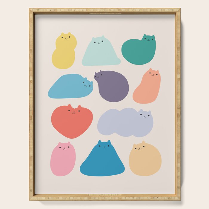 Cat Landscape 168 - Colourful Cats Serving Tray Gallery Image 1