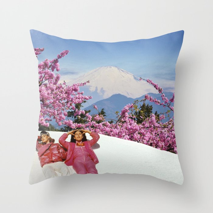 Spring Skiing Throw Pillow Gallery Image 1