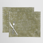 Antique Persian Vintage Rug Print Olive Green Placemat Gallery Image 1