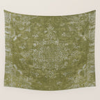 Antique Persian Vintage Rug Print Olive Green Wall Tapestry Gallery Image 4