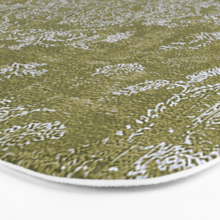 Antique Persian Vintage Rug Print Olive Green Bath Mat Gallery Image 3
