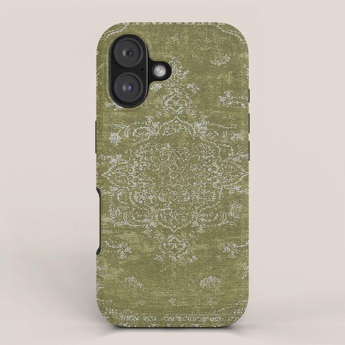 Antique Persian Vintage Rug Print Olive Green iPhone Case Gallery Image 1