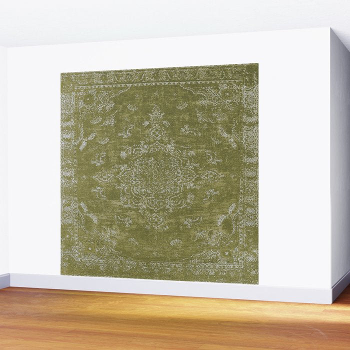 Antique Persian Vintage Rug Print Olive Green Wall Mural Gallery Image 2