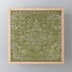 Antique Persian Vintage Rug Print Olive Green Mini Art Print Gallery Image 1