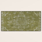 Antique Persian Vintage Rug Print Olive Green Desk Mat Gallery Image 3