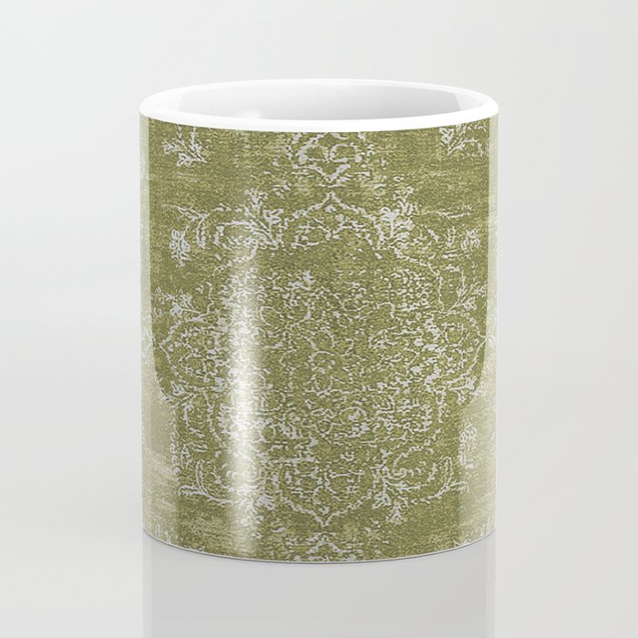 Antique Persian Vintage Rug Print Olive Green Coffee Mug Gallery Image 4