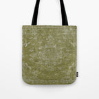 Antique Persian Vintage Rug Print Olive Green Tote Bag Gallery Image 1
