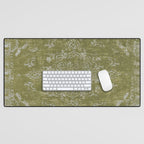 Antique Persian Vintage Rug Print Olive Green Desk Mat Gallery Image 1