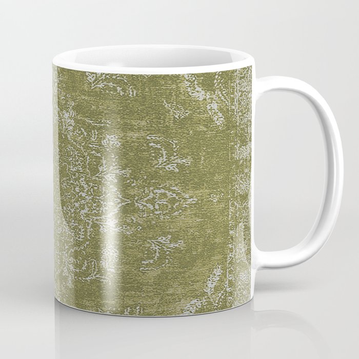 Antique Persian Vintage Rug Print Olive Green Coffee Mug Gallery Image 1