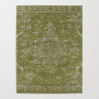 Antique Persian Vintage Rug Print Olive Green Poster Gallery Image 4
