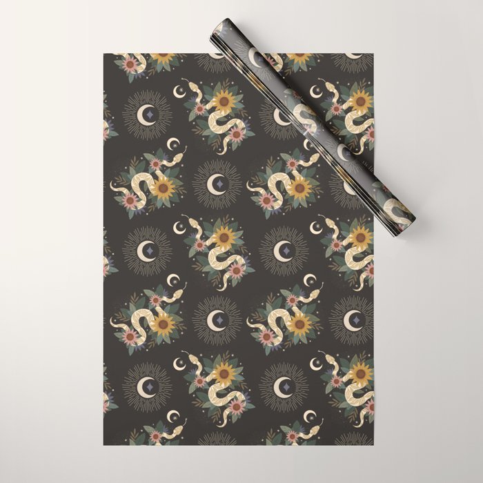 Year of the Snake 2025 - Black Wrapping Paper Gallery Image 1
