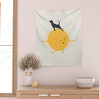 Good Meowâing 9 yoga warrior II Wall Tapestry Gallery Image 2