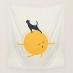Good Meowâing 9 yoga warrior II Wall Tapestry Gallery Image 4