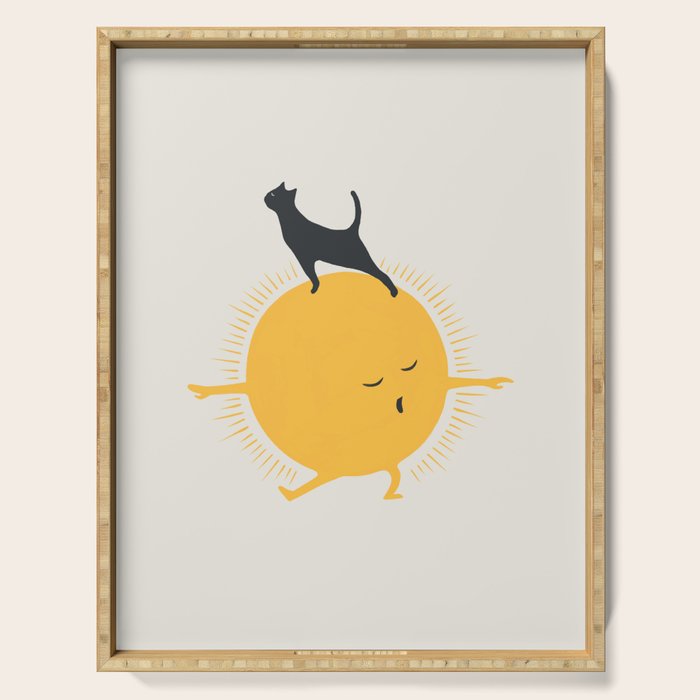 Good Meowâing 9 yoga warrior II Serving Tray Gallery Image 1