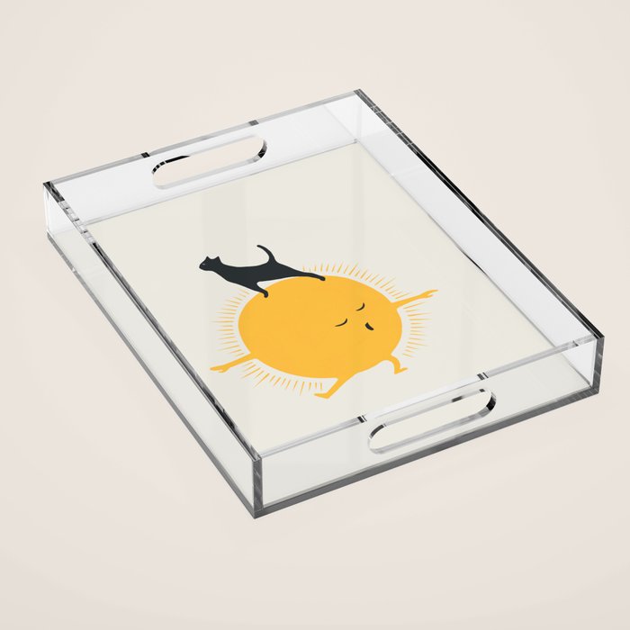 Good Meowâing 9 yoga warrior II Acrylic Tray Gallery Image 1