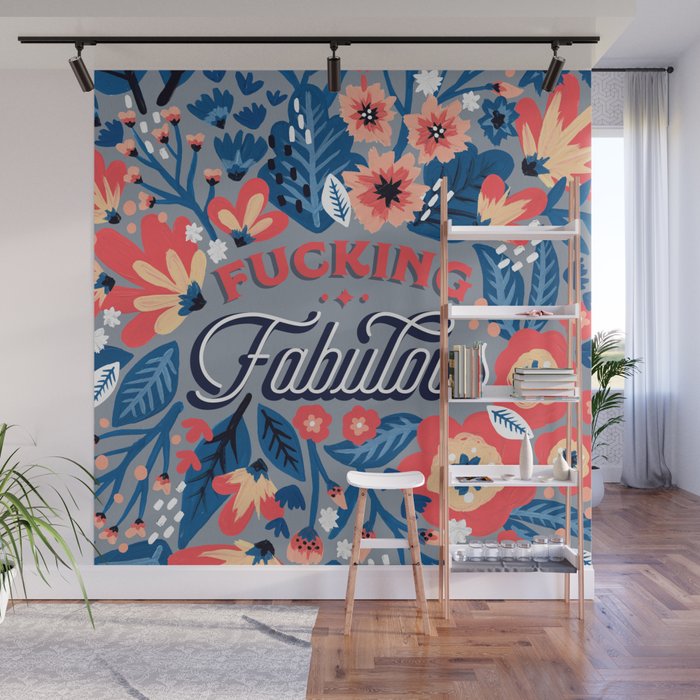 F*cking Fabulous - Denim & Coral Palette Wall Mural Gallery Image 1