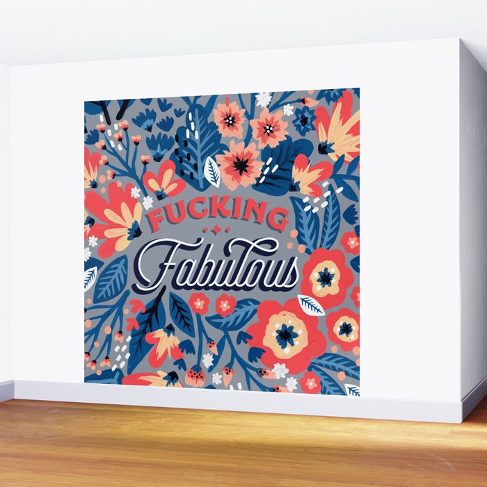 F*cking Fabulous - Denim & Coral Palette Wall Mural Gallery Image 2