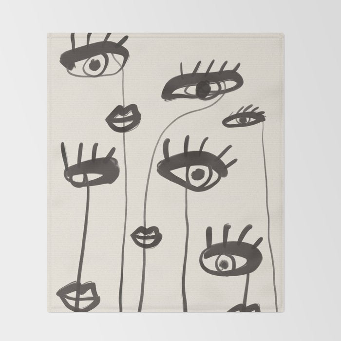 Abstract line art eyes 2 Throw Blanket Gallery Image 2