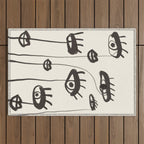 Abstract line art eyes 2 Outdoor Rug Gallery Image 1