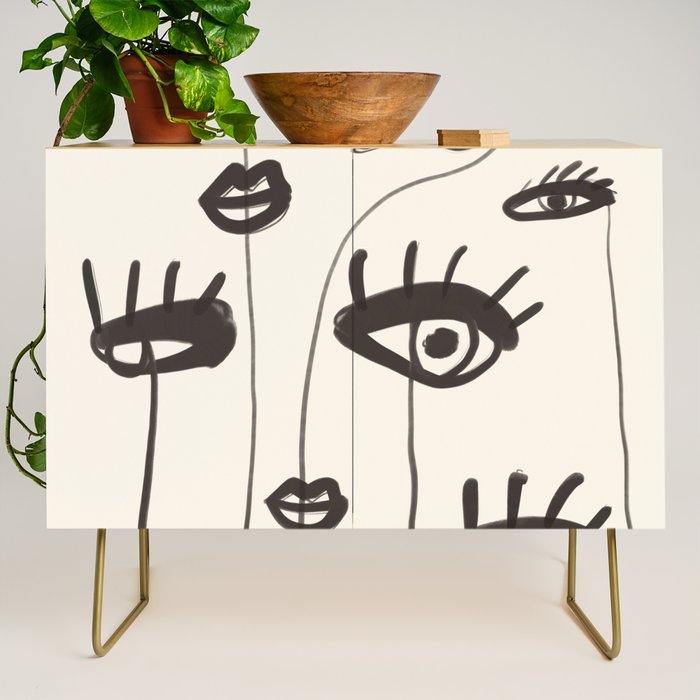 Abstract line art eyes 2 Credenza Gallery Image 1