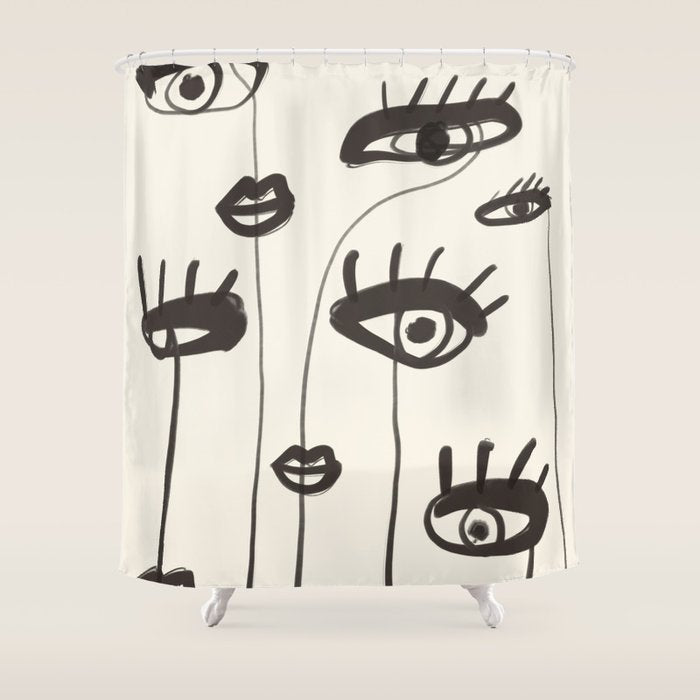 Abstract line art eyes 2 Shower Curtain Gallery Image 1
