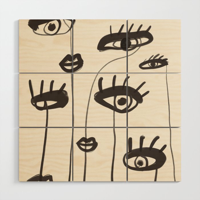 Abstract line art eyes 2 Wood Wall Art Gallery Image 1