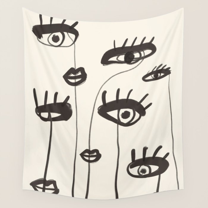 Abstract line art eyes 2 Wall Tapestry Gallery Image 1