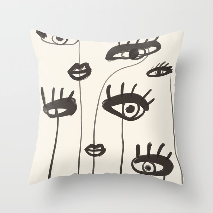 Abstract line art eyes 2 Throw Pillow Gallery Image 6