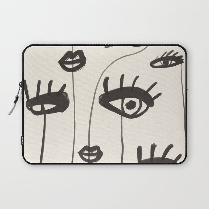 Abstract line art eyes 2 Laptop Sleeve Gallery Image 1