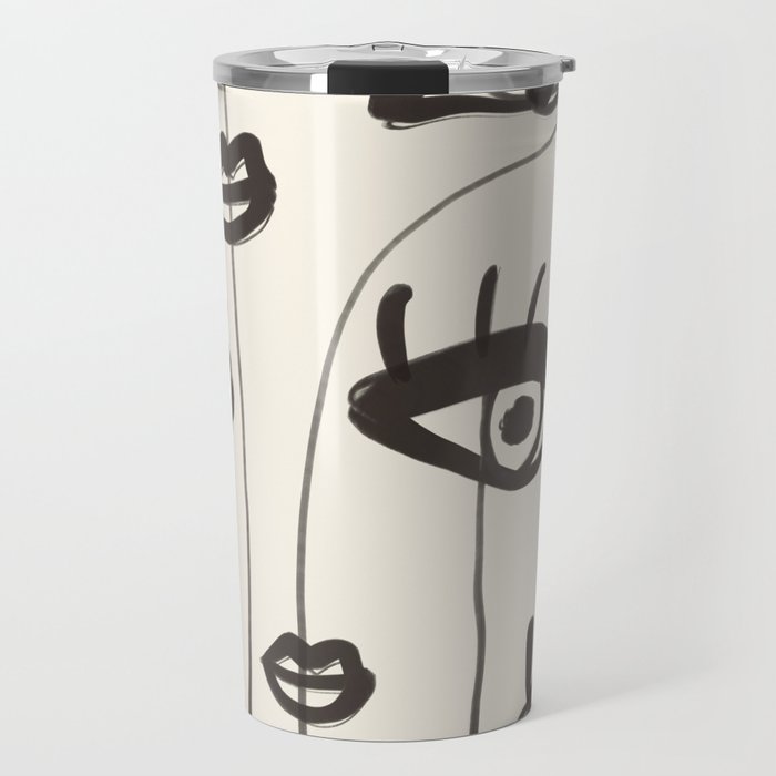 Abstract line art eyes 2 Travel Mug Gallery Image 1