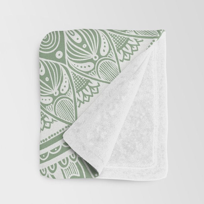 Bloom- Sage Green Throw Blanket Gallery Image 3