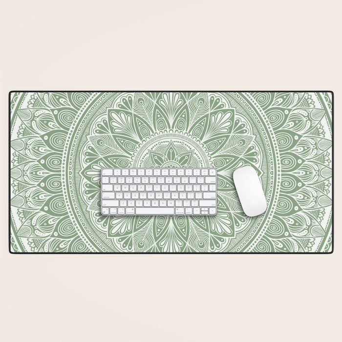 Bloom- Sage Green Desk Mat Gallery Image 1