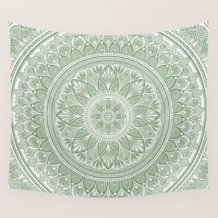 Bloom- Sage Green Wall Tapestry Gallery Image 1